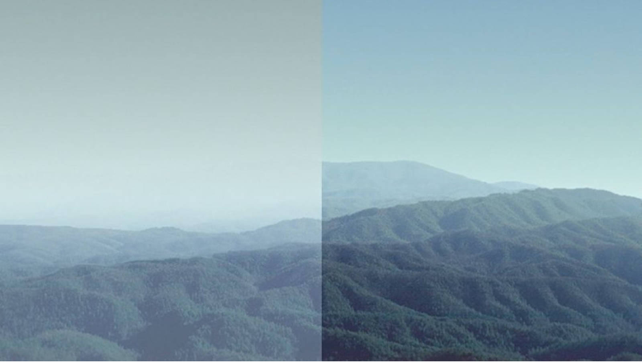 side by side comparison of air quality in the mountains illustrating air quality and ventilation tips for living in high altitudes