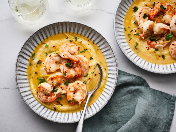 Venetian Shrimp with Polenta served in bowls