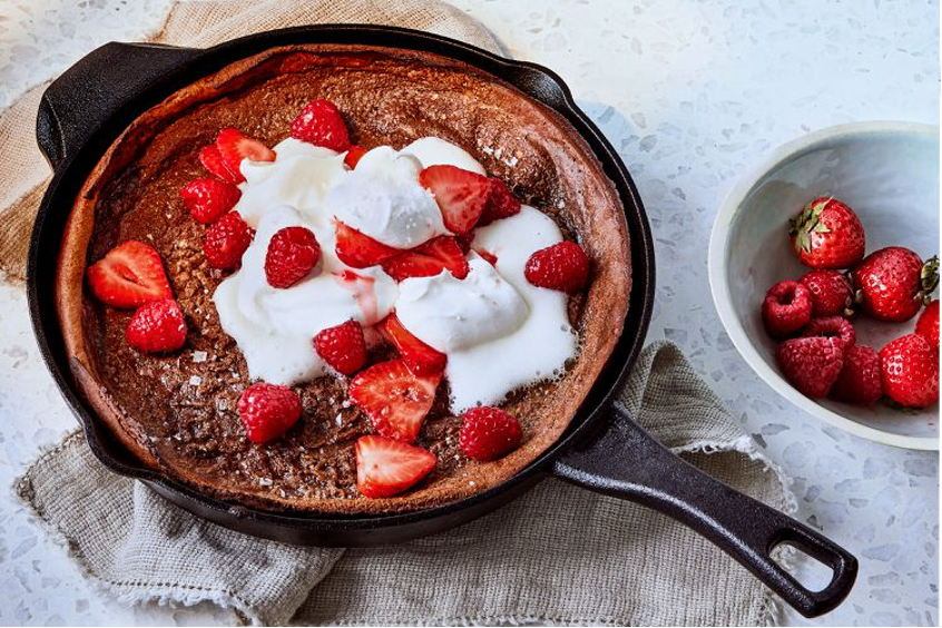 Chocolate Dutch Baby with Berries