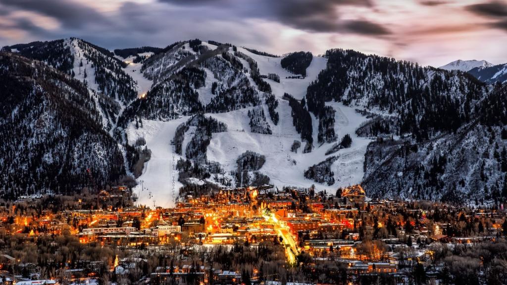 Aspen, Colorado mountain scene at night
